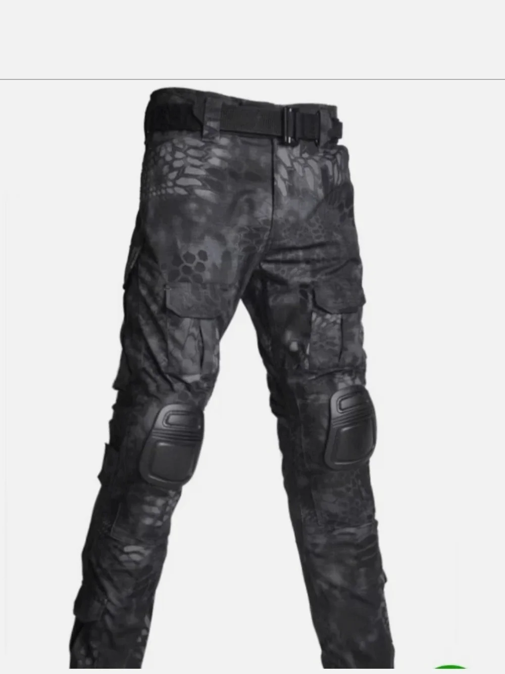 Tactical Black Cargo Pants with Built-In Knee Pads #0126
